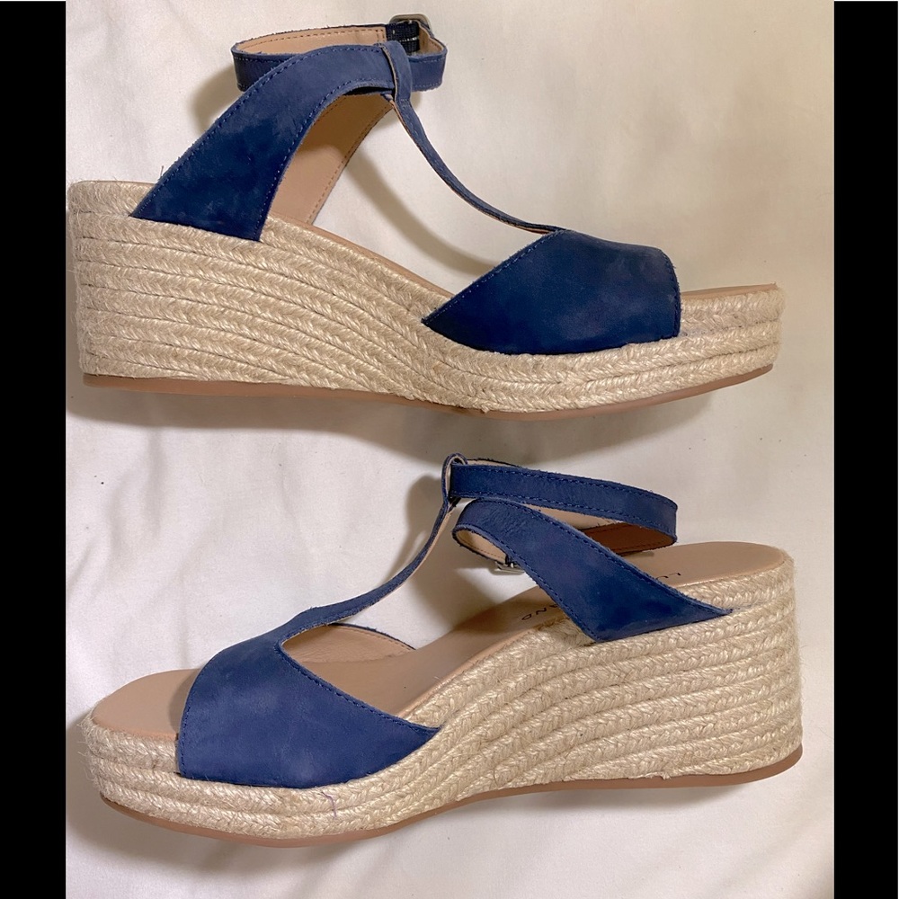 New Lucky Brand wrap around peep toe wedges
